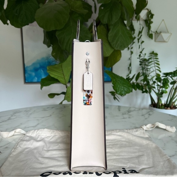 COACH Cloud Handle Tote In Coachtopia Leather CT383 Ivory Crossbody Shoulder Bag - Picture 4 of 16